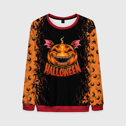 Мужской свитшот Веселая тыква на хеллоуин / 3D-Красный – фото 1