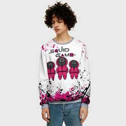 Свитшот мужской ИГРА В КАЛЬМАРА, СТРАЖИ БРЫЗГИ КРАСОК, цвет: 3D-меланж — фото 2