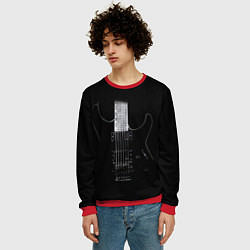 Свитшот мужской ЧЕРНАЯ ЭЛЕКТРОГИТАРА, цвет: 3D-красный — фото 2