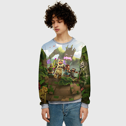 Мужской свитшот МАЙНКРАФТ ГЕРОИ ПРОТИВ ЗЛА / 3D-Меланж – фото 3