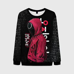 Свитшот мужской ИГРА В КАЛЬМАРА, СТРАЖ КРУГ БИНАРНЫЙ КОД, цвет: 3D-черный