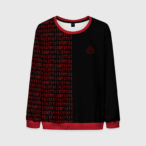 Мужской свитшот ВАЛЬКНУТ РУНИЧЕСКИЙ АЛФАВИТ / 3D-Красный – фото 1