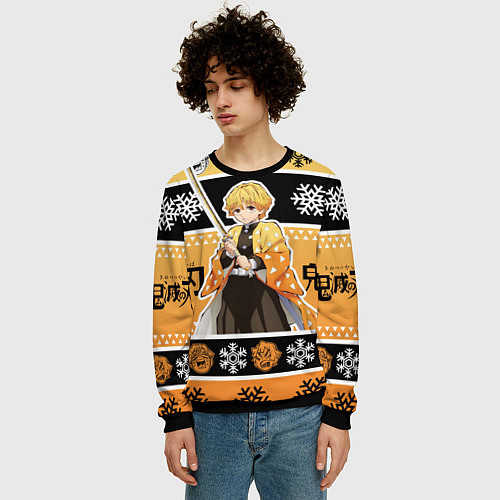 Мужской свитшот ЗЕНИЦУ АГАЦУМА НОВЫЙ ГОД / 3D-Черный – фото 3