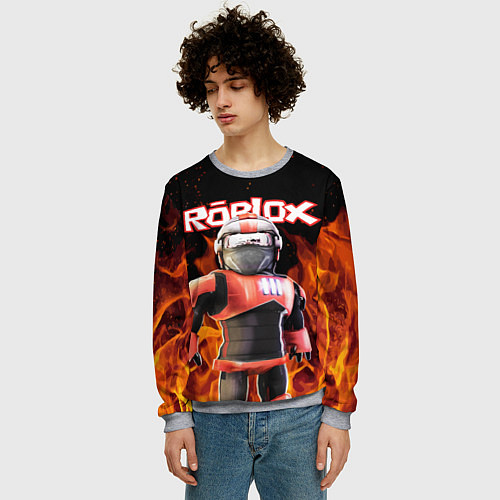 Мужской свитшот ROBLOX FIRE РОБЛОКС ОГОНЬ ПОЖАРНЫЙ / 3D-Меланж – фото 3