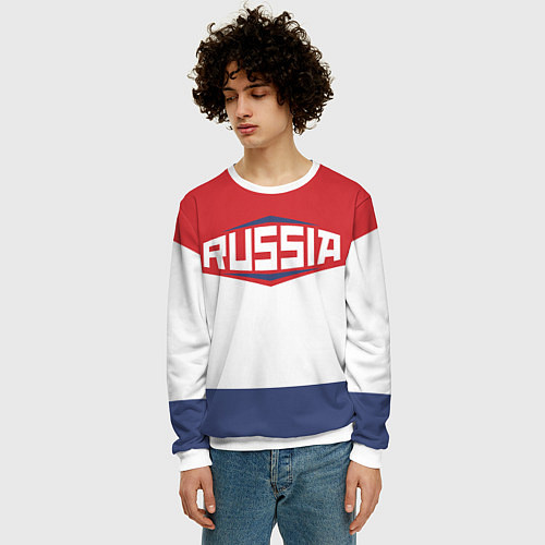 Мужской свитшот Russia / 3D-Белый – фото 3
