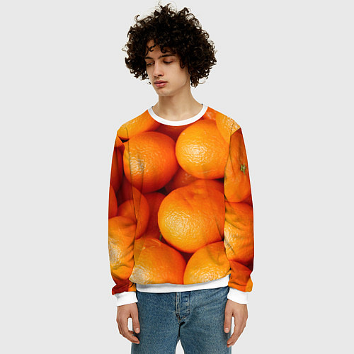 Мужской свитшот Мандаринчик чик / 3D-Белый – фото 3