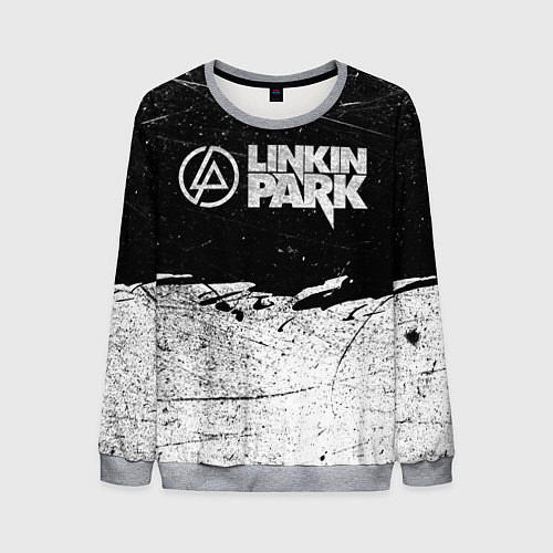 Мужской свитшот Линкин Парк Лого Рок ЧБ Linkin Park Rock / 3D-Меланж – фото 1