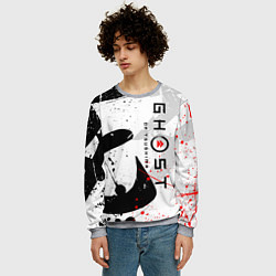 Свитшот мужской GHOST OF TSUSHIMA ПРИЗРАК ЦУСИМЫ БЕЛЫЙ, цвет: 3D-меланж — фото 2