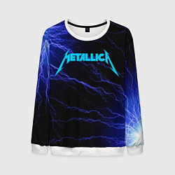 Свитшот мужской METALLICA BLUE FLASH МЕТАЛЛИКА СИНИЕ МОЛНИИ, цвет: 3D-белый