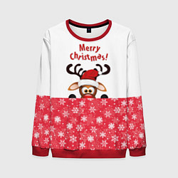 Мужской свитшот Оленёнок Merry Christmas