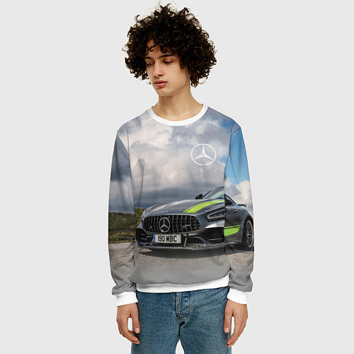 Мужской свитшот Mercedes V8 Biturbo Racing Team AMG / 3D-Белый – фото 3