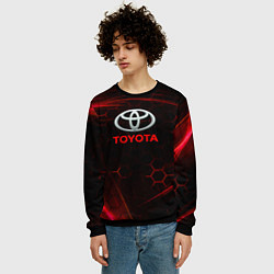 Свитшот мужской Toyota Неоновые соты, цвет: 3D-черный — фото 2