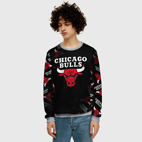 Мужской свитшот ЧИКАГО БУЛЛС БЫКИ CHICAGO BULLS / 3D-Меланж – фото 3