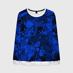Свитшот мужской SONIC BLUE PATTERN СИНИЙ ЁЖ, цвет: 3D-белый