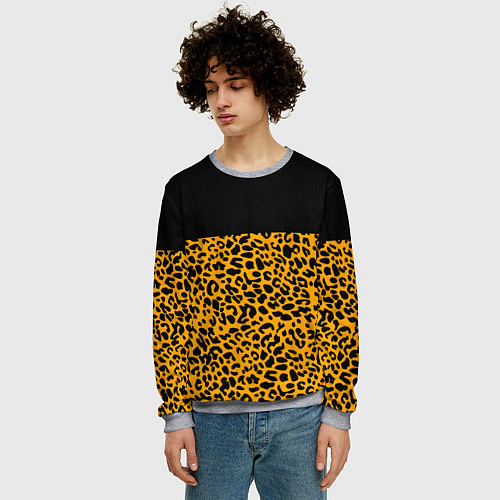 Мужской свитшот СТИЛЬ ЛЕОПАРДА / 3D-Меланж – фото 3