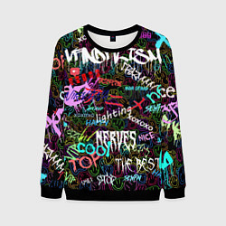 Свитшот мужской Neon graffiti Smile, цвет: 3D-черный