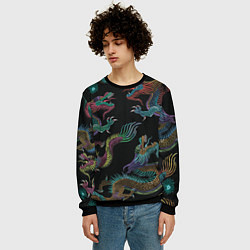 Свитшот мужской Цветные драконы, цвет: 3D-черный — фото 2