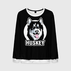 Свитшот мужской Собака Хаски Husky, цвет: 3D-белый