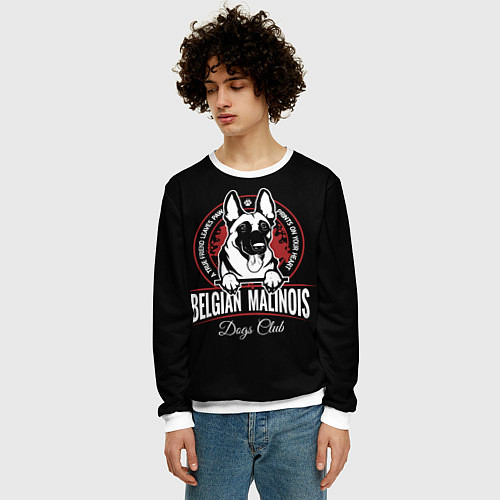 Мужской свитшот Бельгийская Овчарка Малинуа / 3D-Белый – фото 3