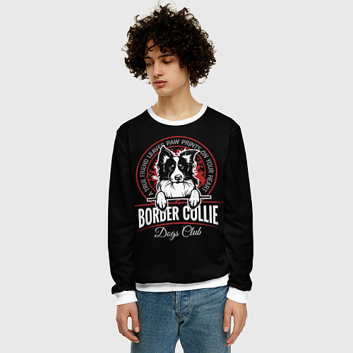 Мужской свитшот Бордер-Колли Border Collie / 3D-Белый – фото 3
