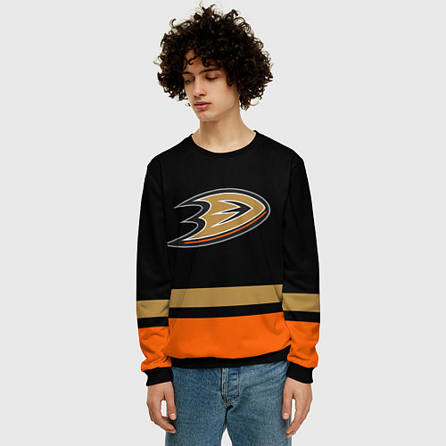 Мужской свитшот Anaheim Ducks Анахайм Дакс / 3D-Черный – фото 3