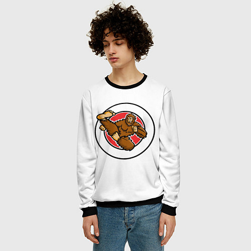 Мужской свитшот Тхэквондо Кинг Конг - Обезьяна Занимается Боевыми / 3D-Черный – фото 3