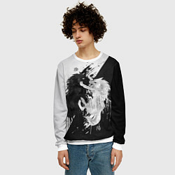 Свитшот мужской ИНЬ ЯНЬ ВОЛКИ ЧЁРНО БЕЛЫЙ, цвет: 3D-белый — фото 2