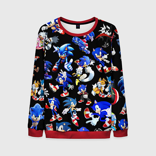 Мужской свитшот SONIC PATTERN HERO СОННИК / 3D-Красный – фото 1
