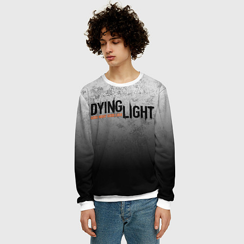 Мужской свитшот DYING LIGHT ТРЕЩИНЫ GOOD NIGHT AND GOOD LUCK / 3D-Белый – фото 3