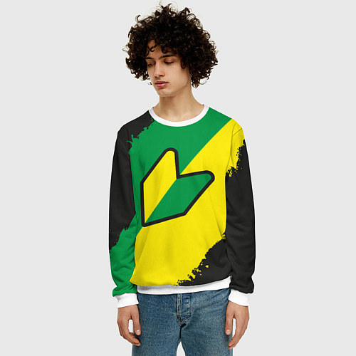 Мужской свитшот JDM GREEN YELLOW LOGO / 3D-Белый – фото 3