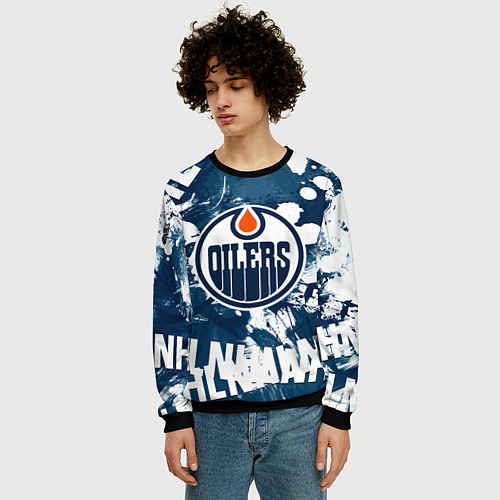 Мужской свитшот Эдмонтон Ойлерз Edmonton Oilers / 3D-Черный – фото 3