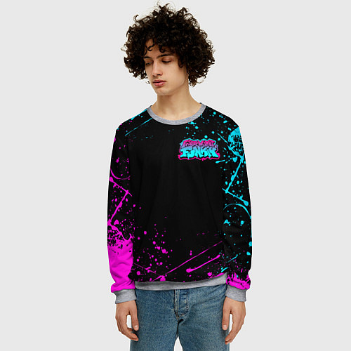 Мужской свитшот FRIDAY NIGHT FUNKIN NEON COLORS НЕОНОВЫЕ БРЫЗГИ / 3D-Меланж – фото 3