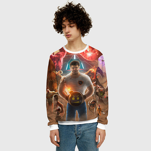 Мужской свитшот Serious Sam Игровые персонажи Босы / 3D-Белый – фото 3