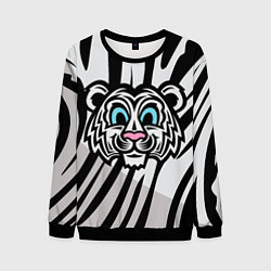Свитшот мужской Забавный Белый тигр, цвет: 3D-черный