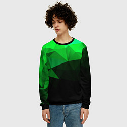 Свитшот мужской Изумрудный Зеленый Геометрия, цвет: 3D-черный — фото 2