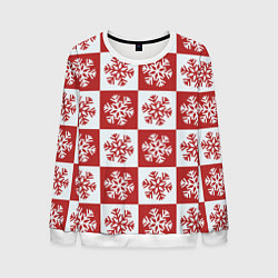 Свитшот мужской Шахматные Снежинки, цвет: 3D-белый