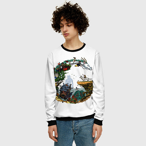 Мужской свитшот Миры Хаяо Миядзаки унесенные призраками и другие / 3D-Черный – фото 3