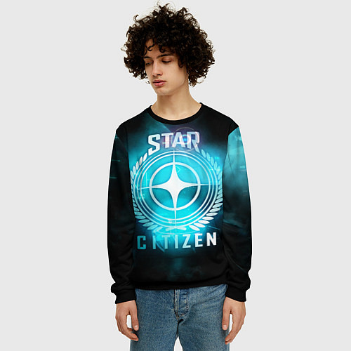 Мужской свитшот Star Citizen spaceship / 3D-Черный – фото 3