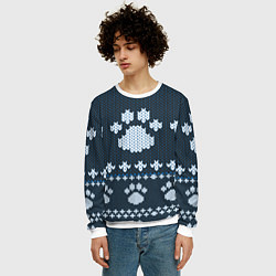 Свитшот мужской Вязанные тигровые лапки, цвет: 3D-белый — фото 2