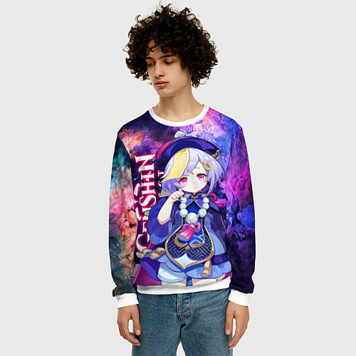 Мужской свитшот КИКИ, GENSHIN IMPACT SPACE ГАЛАКТИКА / 3D-Белый – фото 3