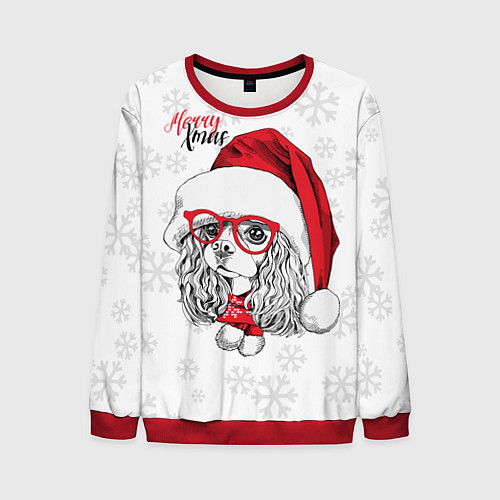 Мужской свитшот Happy Christmas: кокер спаниель / 3D-Красный – фото 1