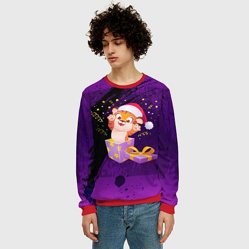 Мужской свитшот Тигрин год / 3D-Красный – фото 3