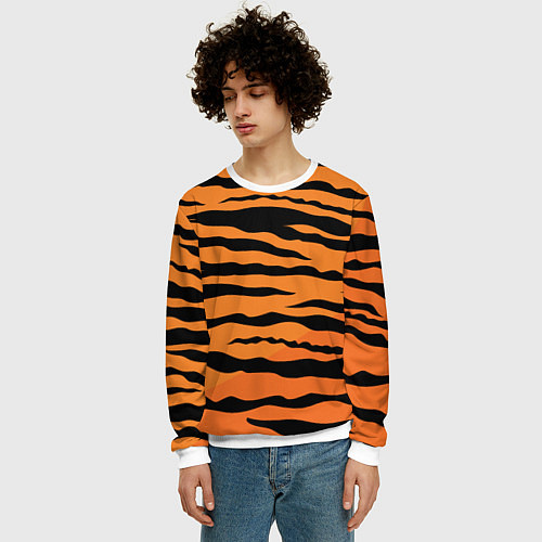 Мужской свитшот Шкура тигра вектор / 3D-Белый – фото 3