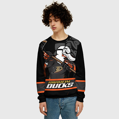 Мужской свитшот Анахайм Дакс, Anaheim Ducks / 3D-Черный – фото 3