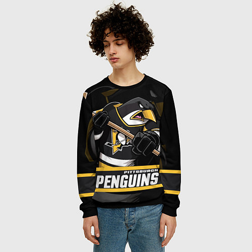 Мужской свитшот Питтсбург Пингвинз, Pittsburgh Penguins / 3D-Черный – фото 3