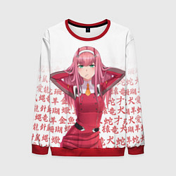 Свитшот мужской 02 ZERO TWO DARLING IN THE FRANXX ИЕРОГЛИФЫ, цвет: 3D-красный