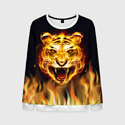 Свитшот мужской Тигр В Пламени, цвет: 3D-белый