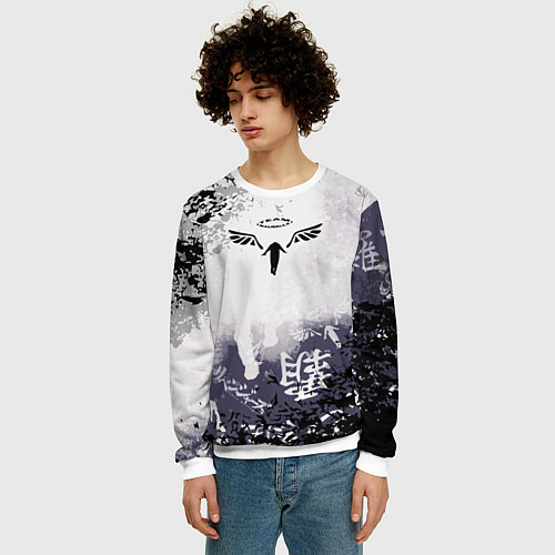 Мужской свитшот Токийские мстители - Подтёки красок / 3D-Белый – фото 3