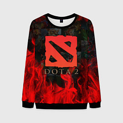 Свитшот мужской DOTA 2 ЛОГО В ОГНЕ, ПЕРСОНАЖИ, цвет: 3D-черный