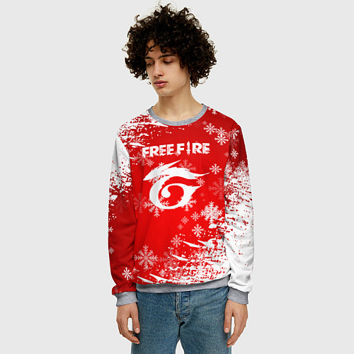 Мужской свитшот Free Fire - Новогодний / 3D-Меланж – фото 3